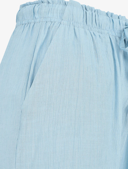 Pantalon droit et fluide uni - Bleu clair - 3