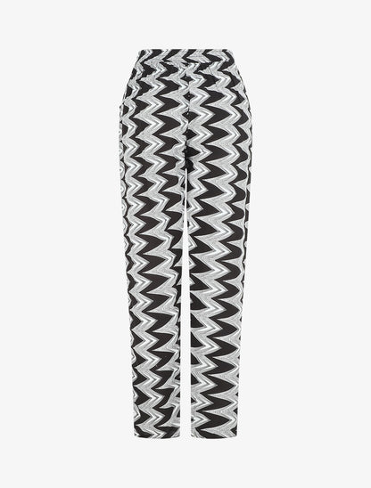 Pantalon droit motif zigzag - Noir - 2