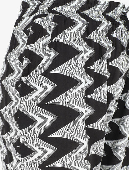 Pantalon droit motif zigzag - Noir - 3