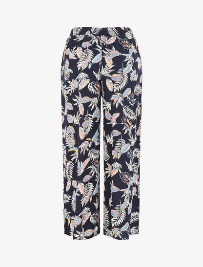 Pantalon droit imprimé végétal - Marine - 2