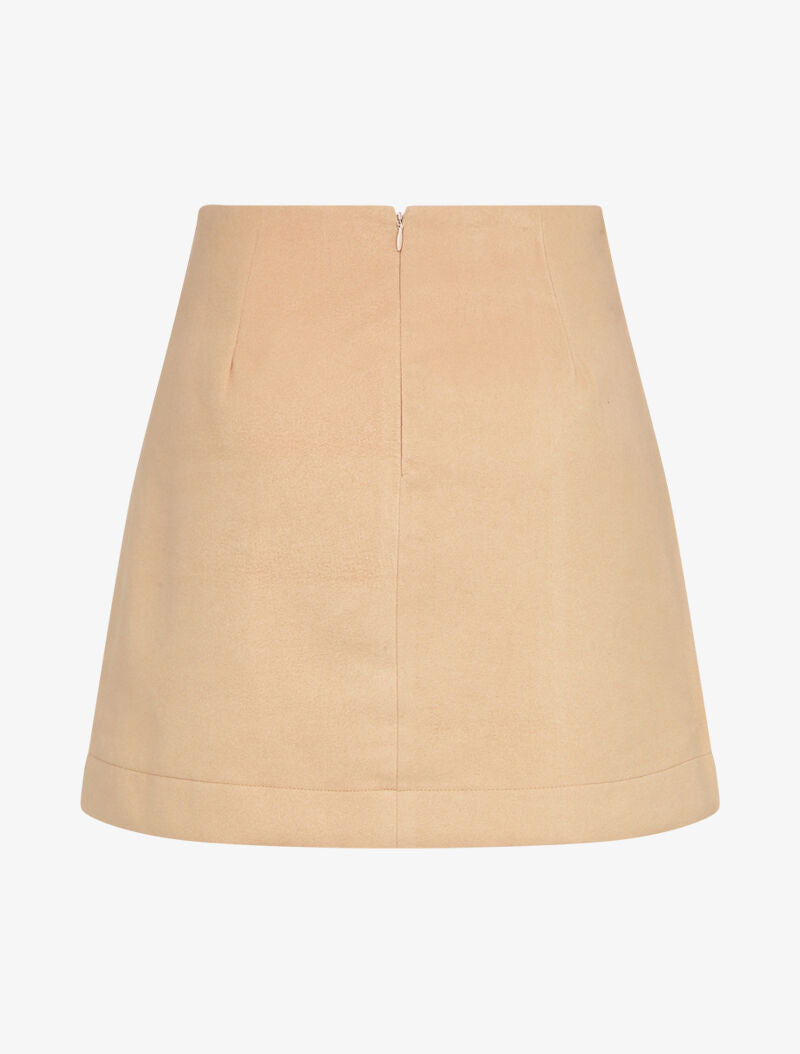 Mini-jupe fendue en feutrine - Beige - 2