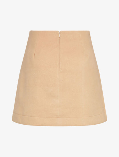 Mini-jupe fendue en feutrine - Beige - 2
