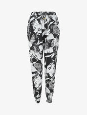 Pantalon style jogging imprimé tropical - Noir - 5
