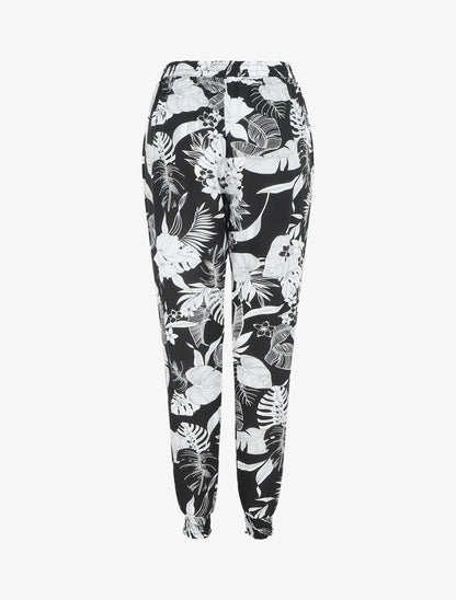 Pantalon style jogging imprimé tropical - Noir - 2