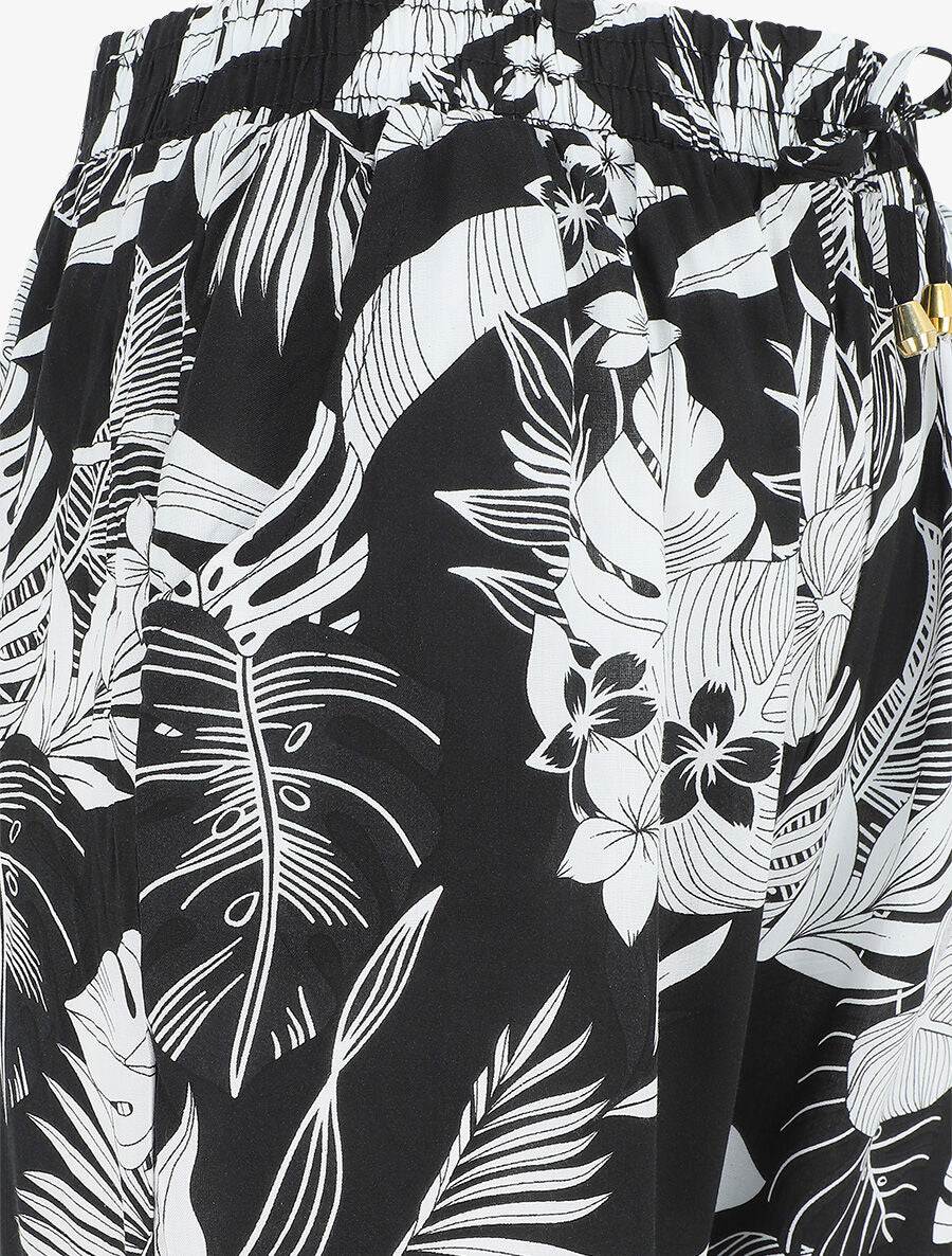 Pantalon style jogging imprimé tropical - Noir - 3