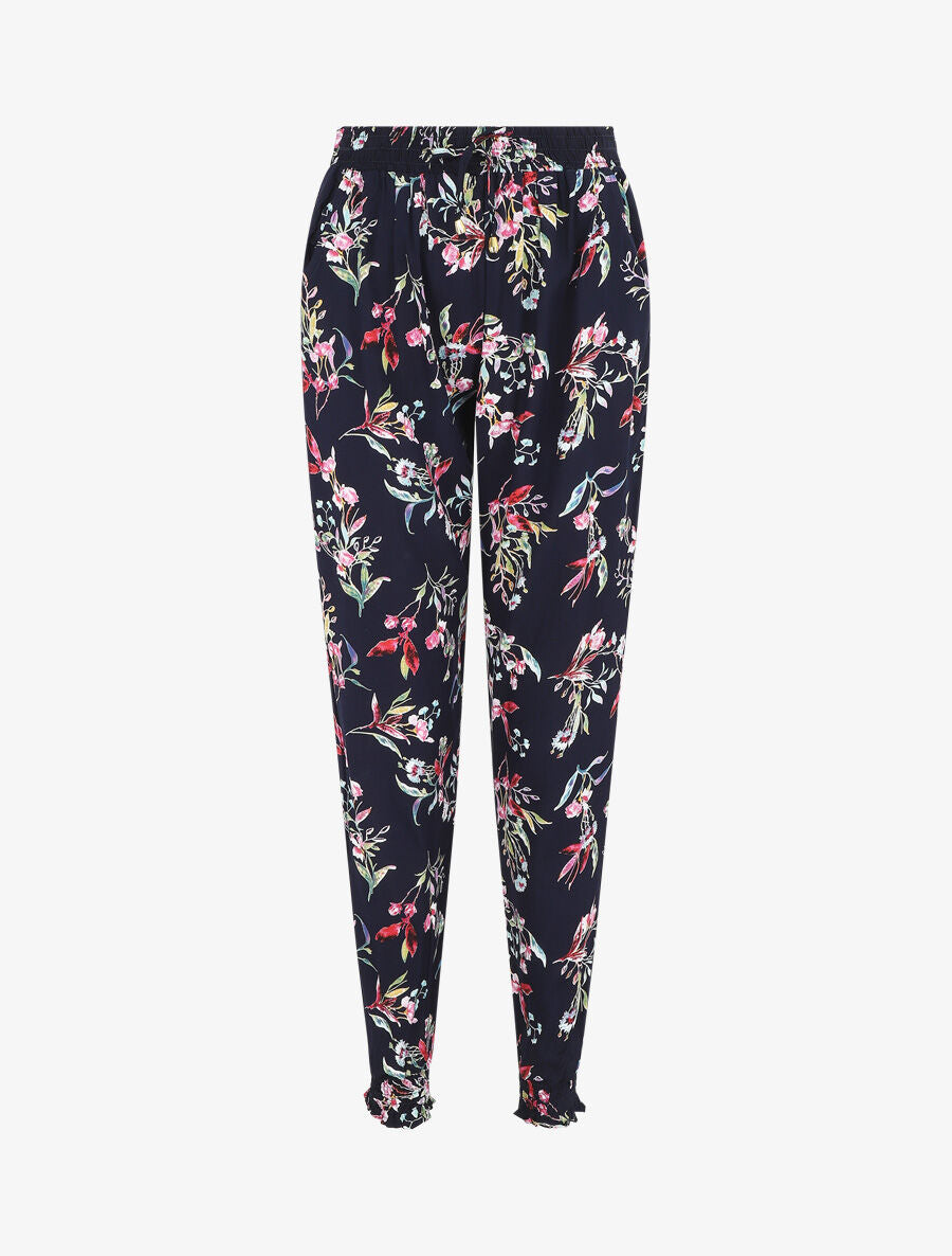 Pantalon style jogging imprimé fleuri - Marine - 5