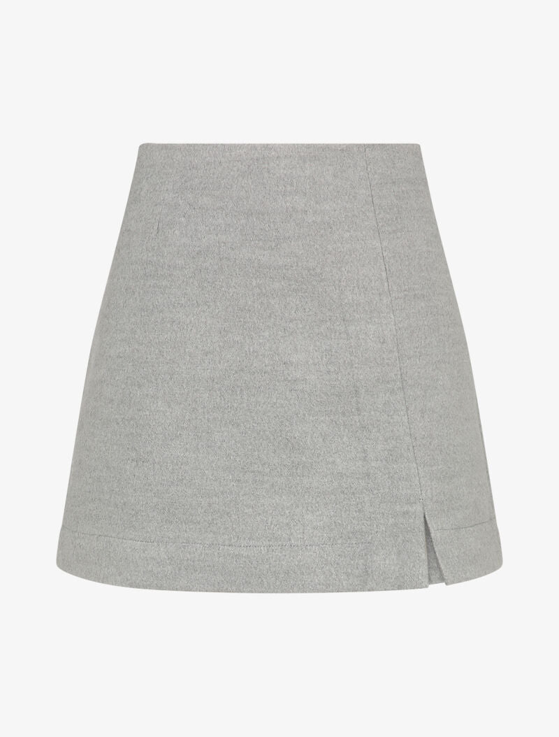 Mini-jupe fendue en feutrine - Gris - 3