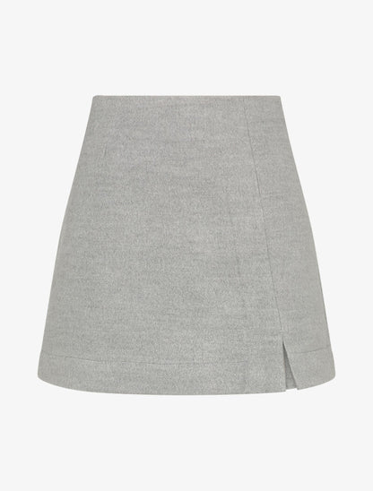 Mini-jupe fendue en feutrine - Gris - 3