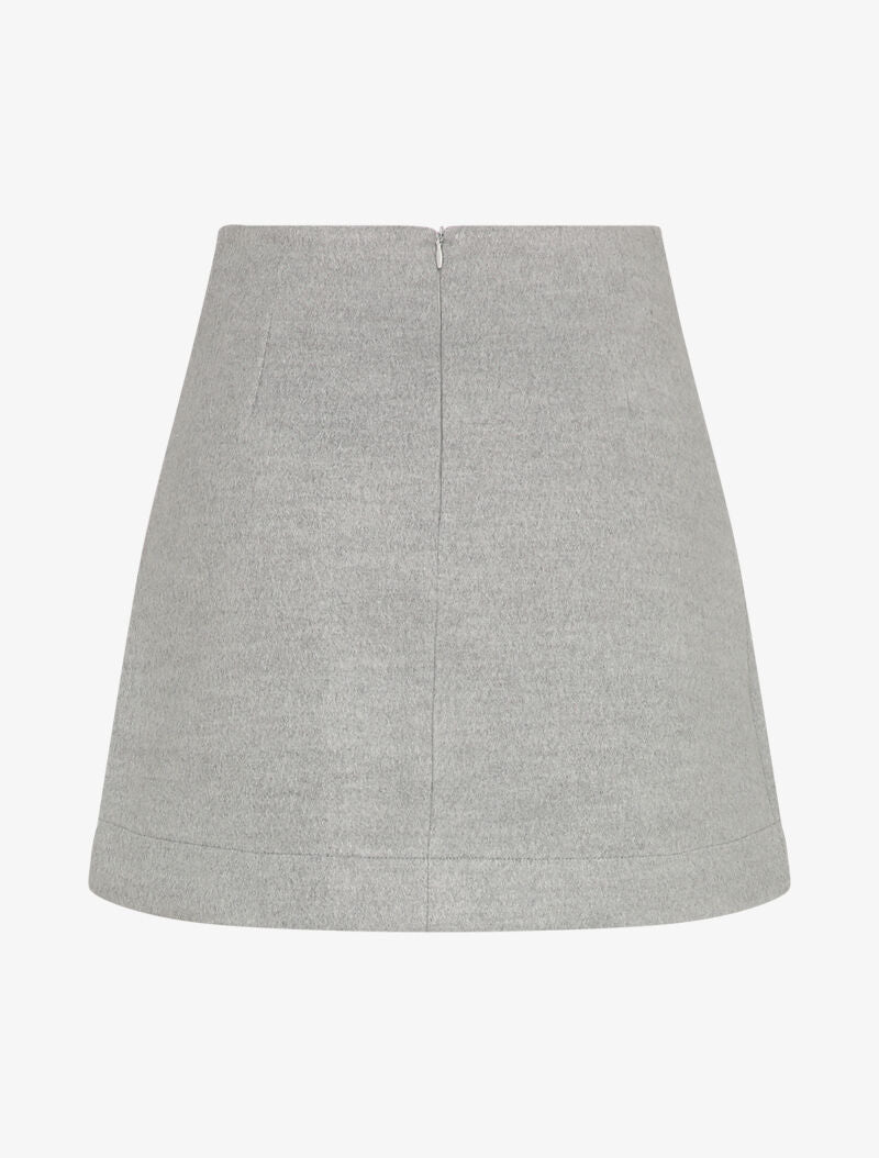 Mini-jupe fendue en feutrine - Gris - 2