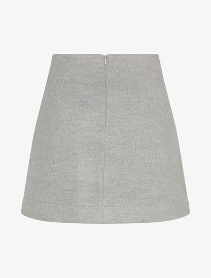 Mini-jupe fendue en feutrine - Gris - 2