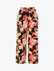 Pantalon ample motif grandes fleurs - Noir - 5