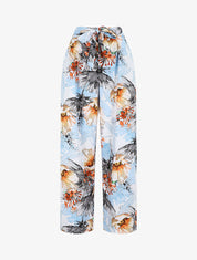 Pantalon ample motif fleurs fantaisies - Bleu pastel - 1