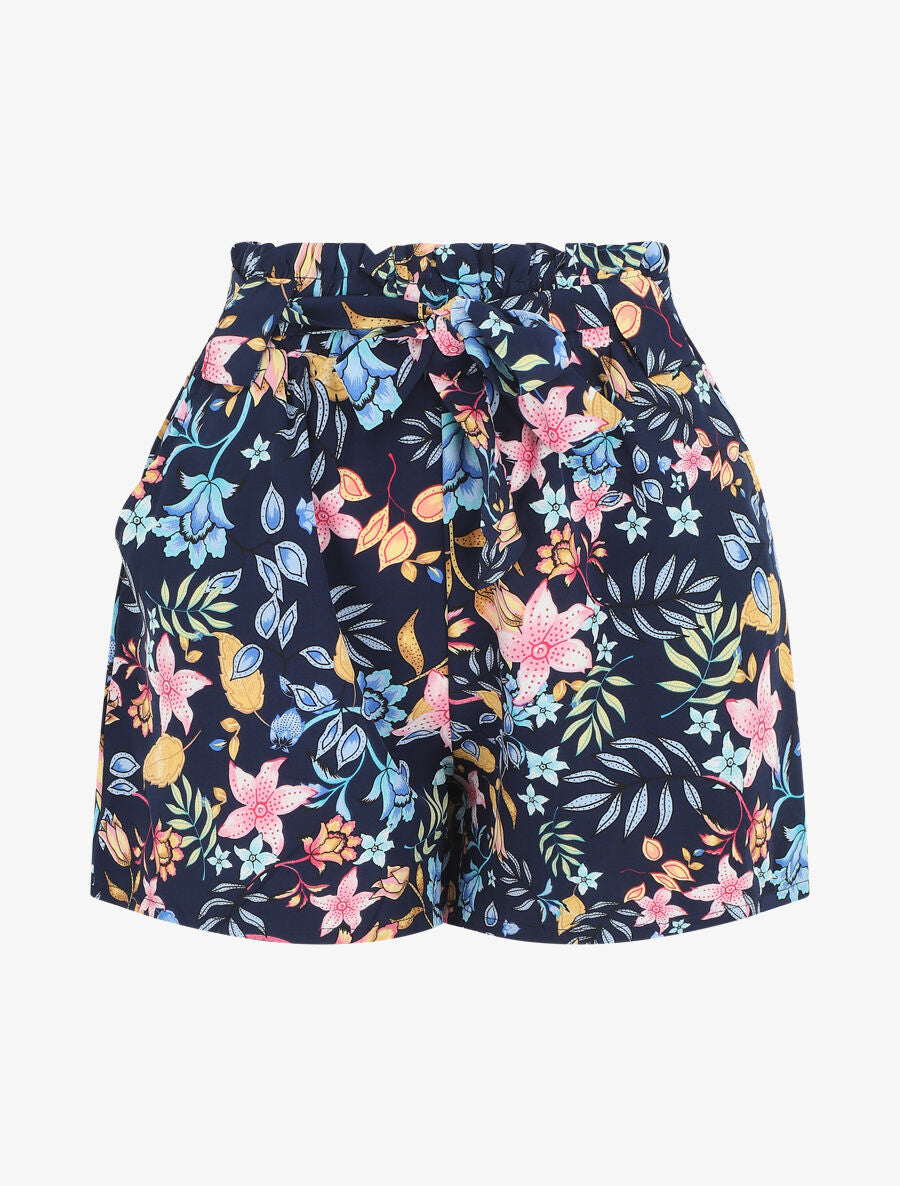Short taille haute imprimé fleurs d&