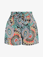 Short droit imprimé tropical fantaisie - Noir - 1