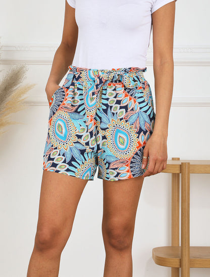 Short droit imprimé tropical fantaisie - Marine - 4