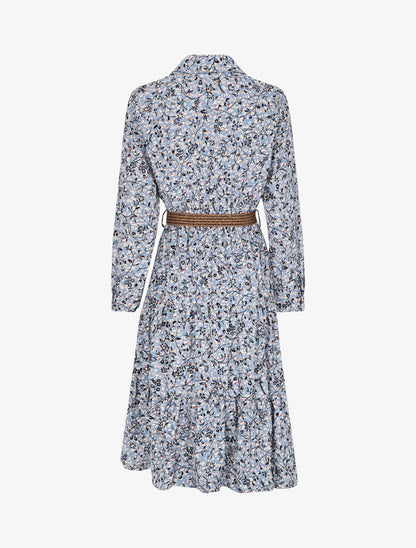 Robe à motif suédé fleuri en relief - Bleu - 2