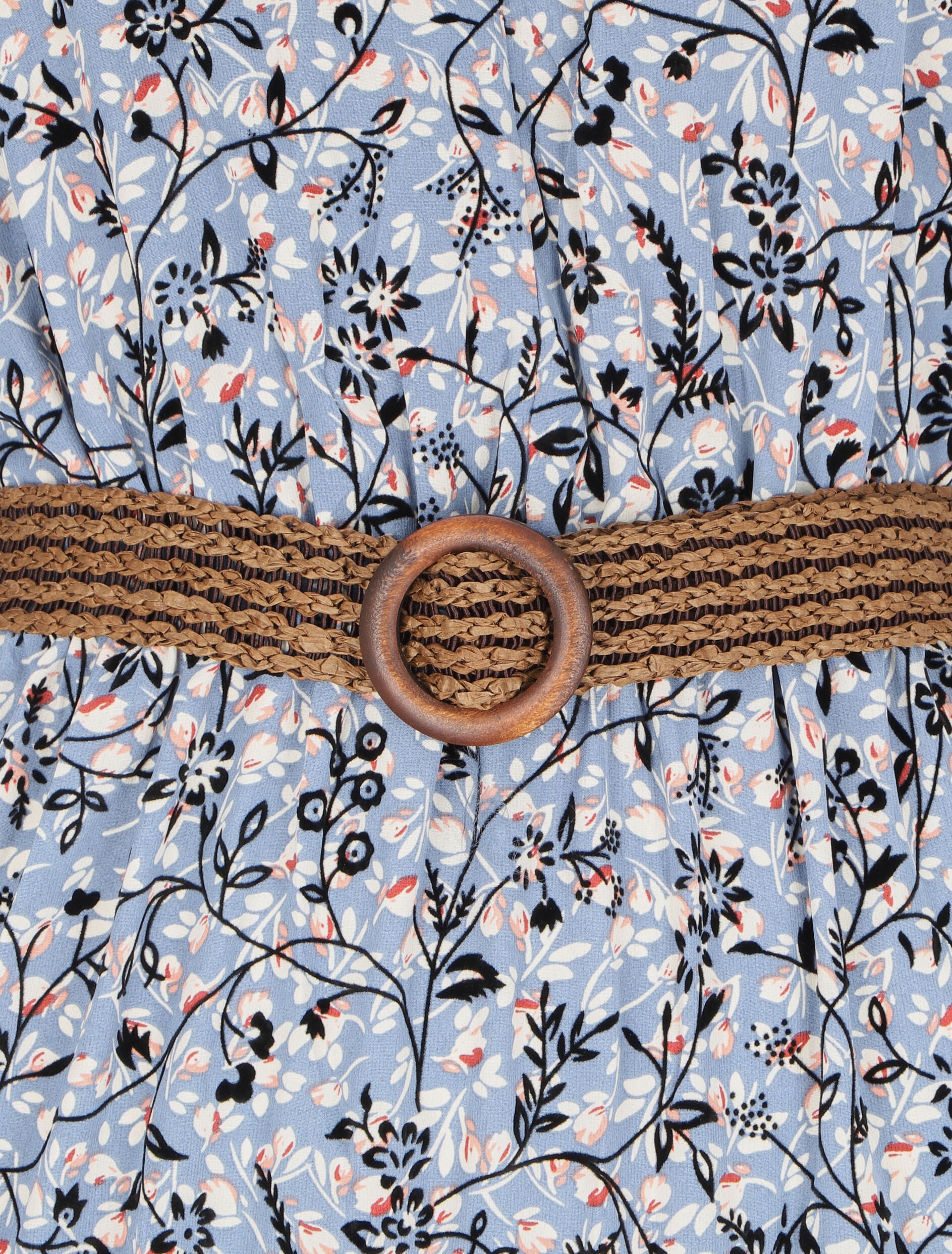 Robe à motif suédé fleuri en relief - Bleu - 3