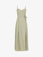 Robe longue à cache-cœur boutonné - Vert olive - 1
