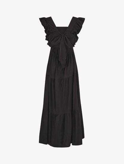 Robe longue dos nu à nouer - Noir - 2