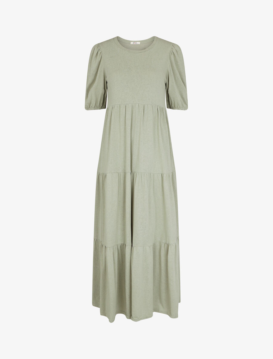 Robe longue à manches paysannes élastiquées - Vert d&