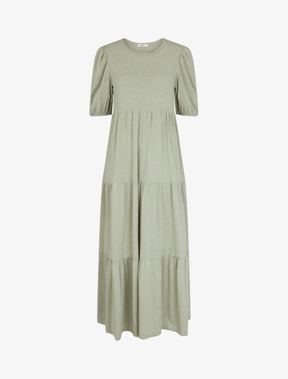 Robe longue à manches paysannes élastiquées - Vert d&