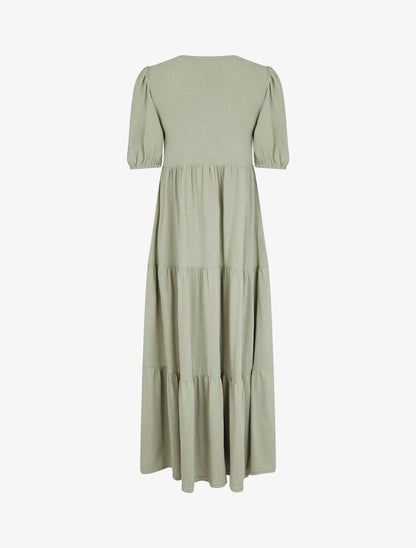 Robe longue à manches paysannes élastiquées - Vert d&