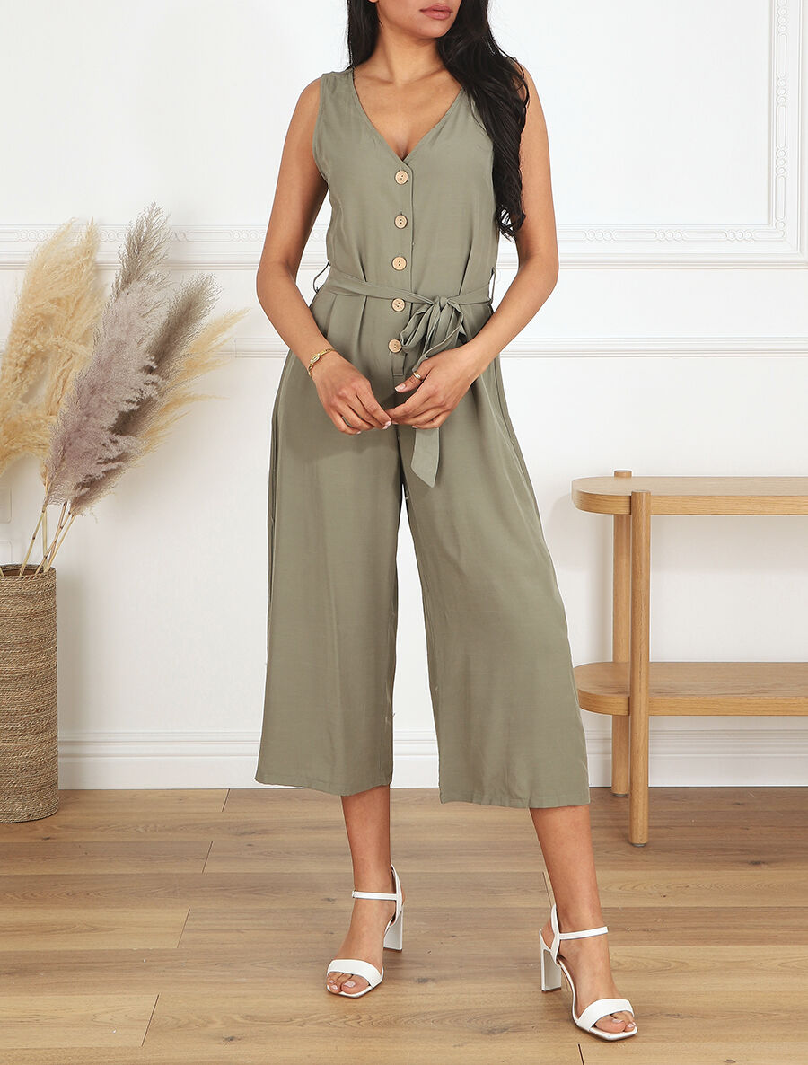 Combinaison ample boutonnée - Vert - 4