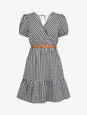 Robe mi-longue à carreaux - Noir - 1