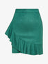 Jupe en suédine volantée style portefeuille - Vert - 4