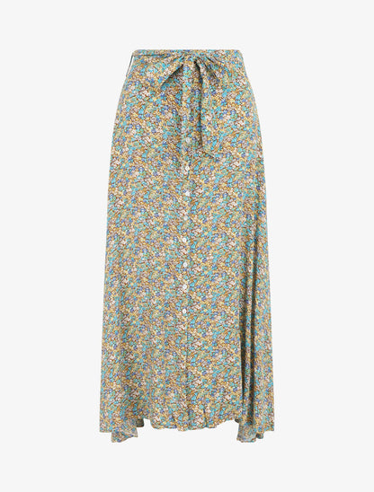 Jupe longue à taille élastiquée imprimé floral - Vert - 5