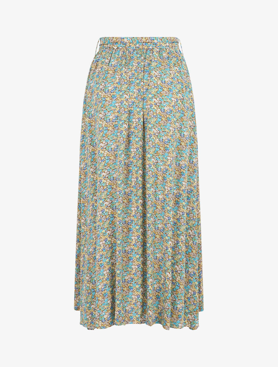 Jupe longue à taille élastiquée imprimé floral - Vert - 2