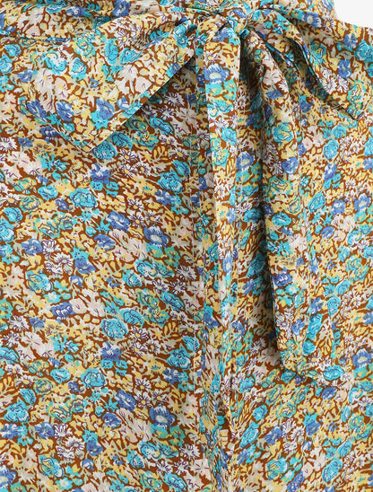 Jupe longue à taille élastiquée imprimé floral - Vert - 3