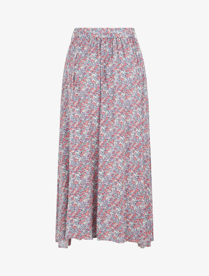 Jupe longue à taille élastiquée imprimé floral - Violet - 2