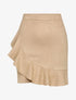 Jupe en suédine volantée style portefeuille - Beige - 4