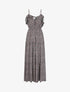 Robe longue à volants imprimé petites fleurs - Marine - 1