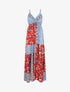 Robe longue imprimé floral style patchwork - Rouge - 1