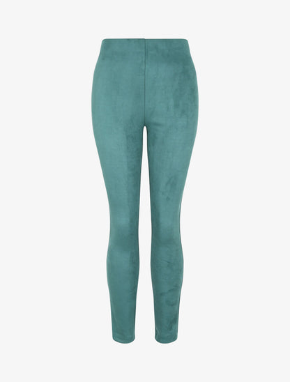 Pantalon skinny en suédine - Vert - 4