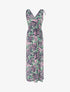 Robe longue élastiquée imprimé feuilles tropicales - Rose - 1