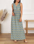 Robe longue à bretelles imprimé fleuri - Bleu - 1