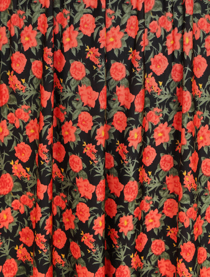 Robe longue à bretelles imprimé fleuri - Rouge - 4