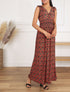 Robe longue à bretelles imprimé fleuri - Rouge - 1