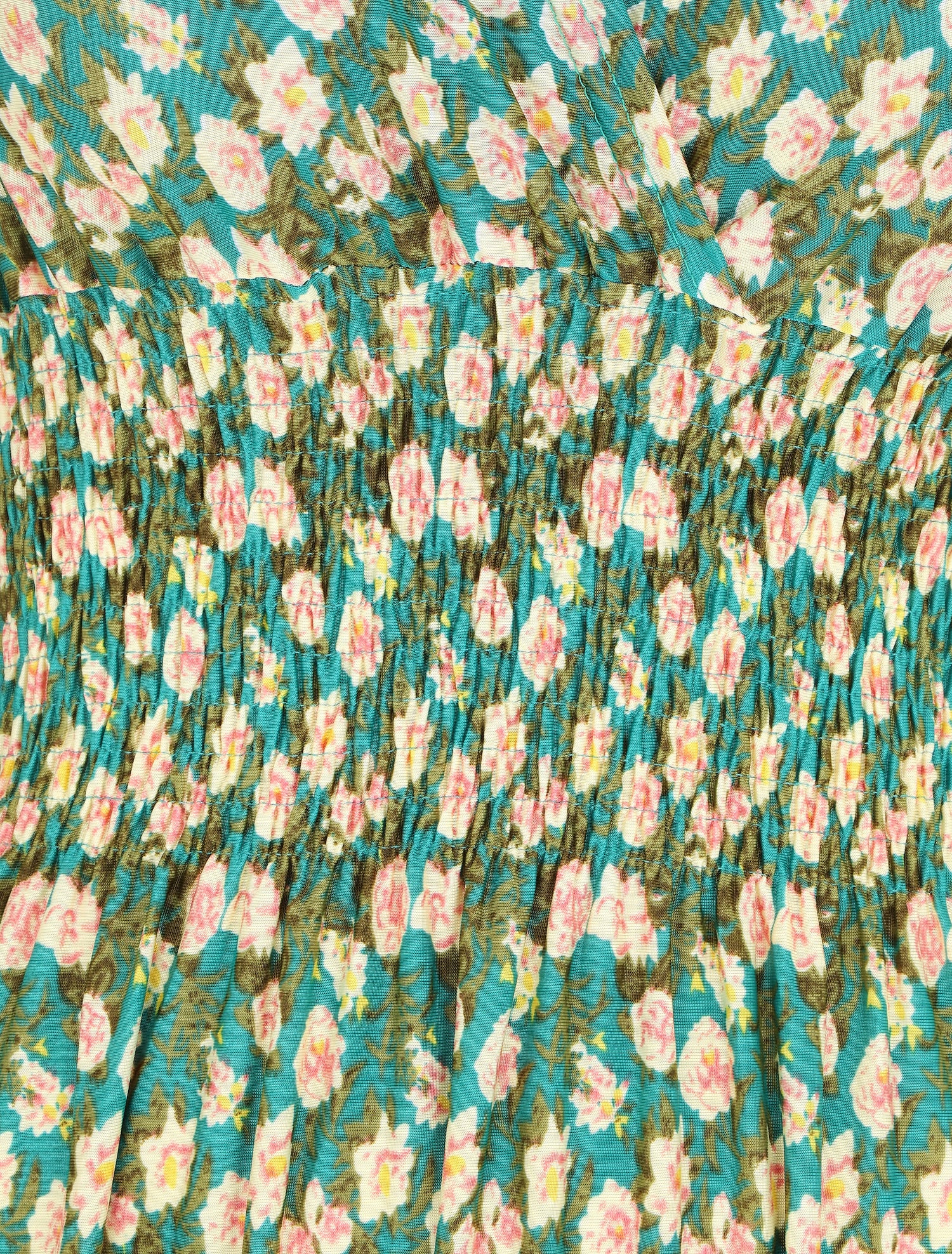 Robe longue à bretelles imprimé fleuri - Vert - 4