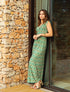 Robe longue à bretelles imprimé fleuri - Vert - 1