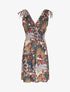 Robe mi-longue élastiquée imprimé plumes de paon - Vert - 1