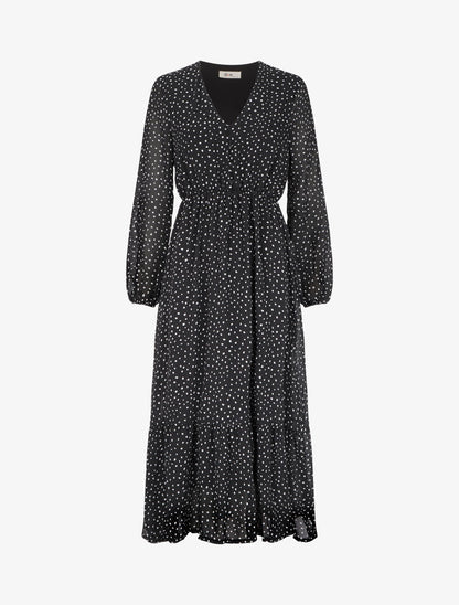 Robe longue à imprimé moucheté - Noir - 1