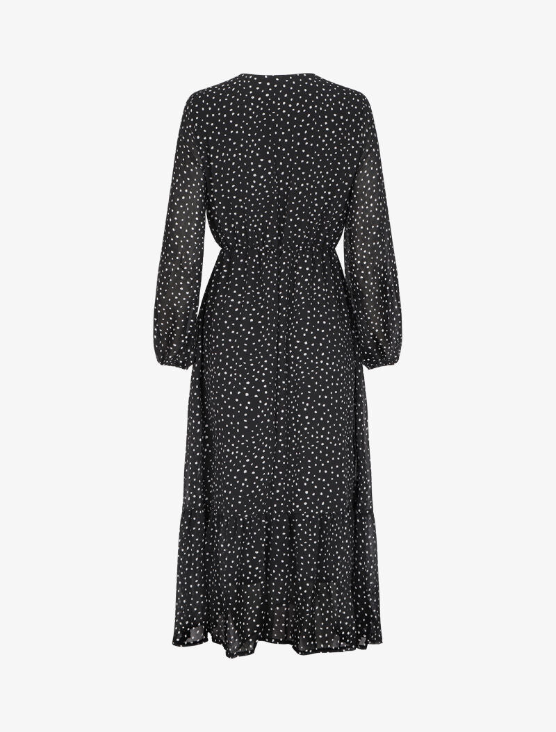 Robe longue à imprimé moucheté - Noir - 2