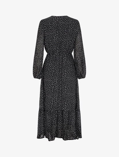 Robe longue à imprimé moucheté - Noir - 2