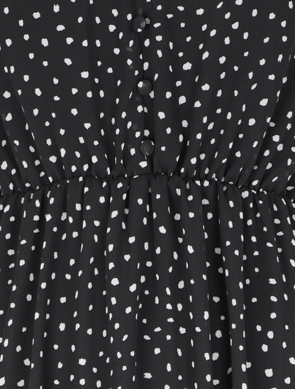 Robe longue à imprimé moucheté - Noir - 3