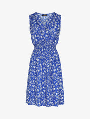 Robe imprimé fleuri à col cache-coeur - Bleu - 1