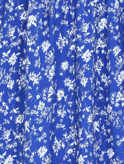 Robe imprimé fleuri à col cache-coeur - Bleu - 3